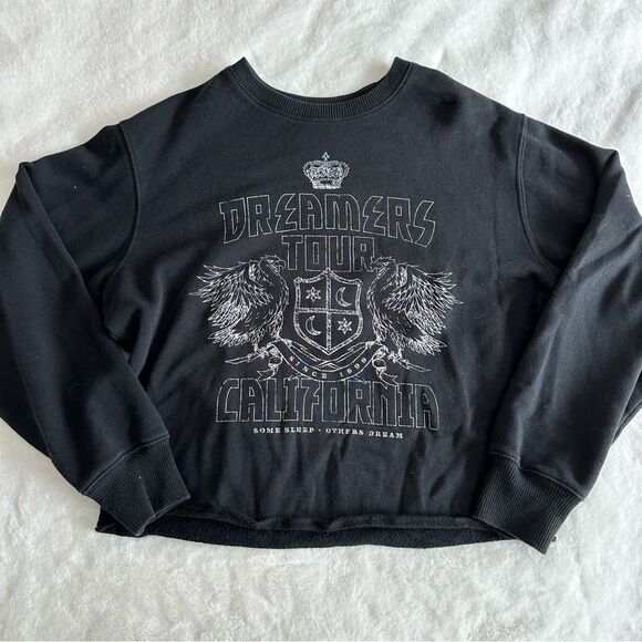 Hollister Graphic Band Crewneck Cropped Sweatshirt Women’s Size Small - Picture 1 of 11